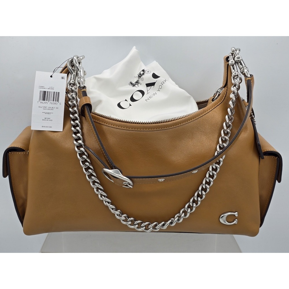 COACH CAM20 Pocket Juliet Bag 30 Shoulder Bag  Honey Brown  Outlet NEW - Picture 3 of 16